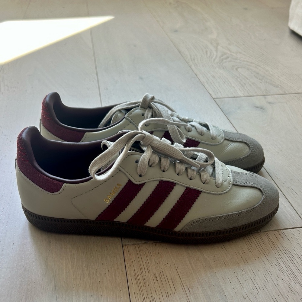 Adidas Originals Sambas Sneakers - Light Gray and Maroon